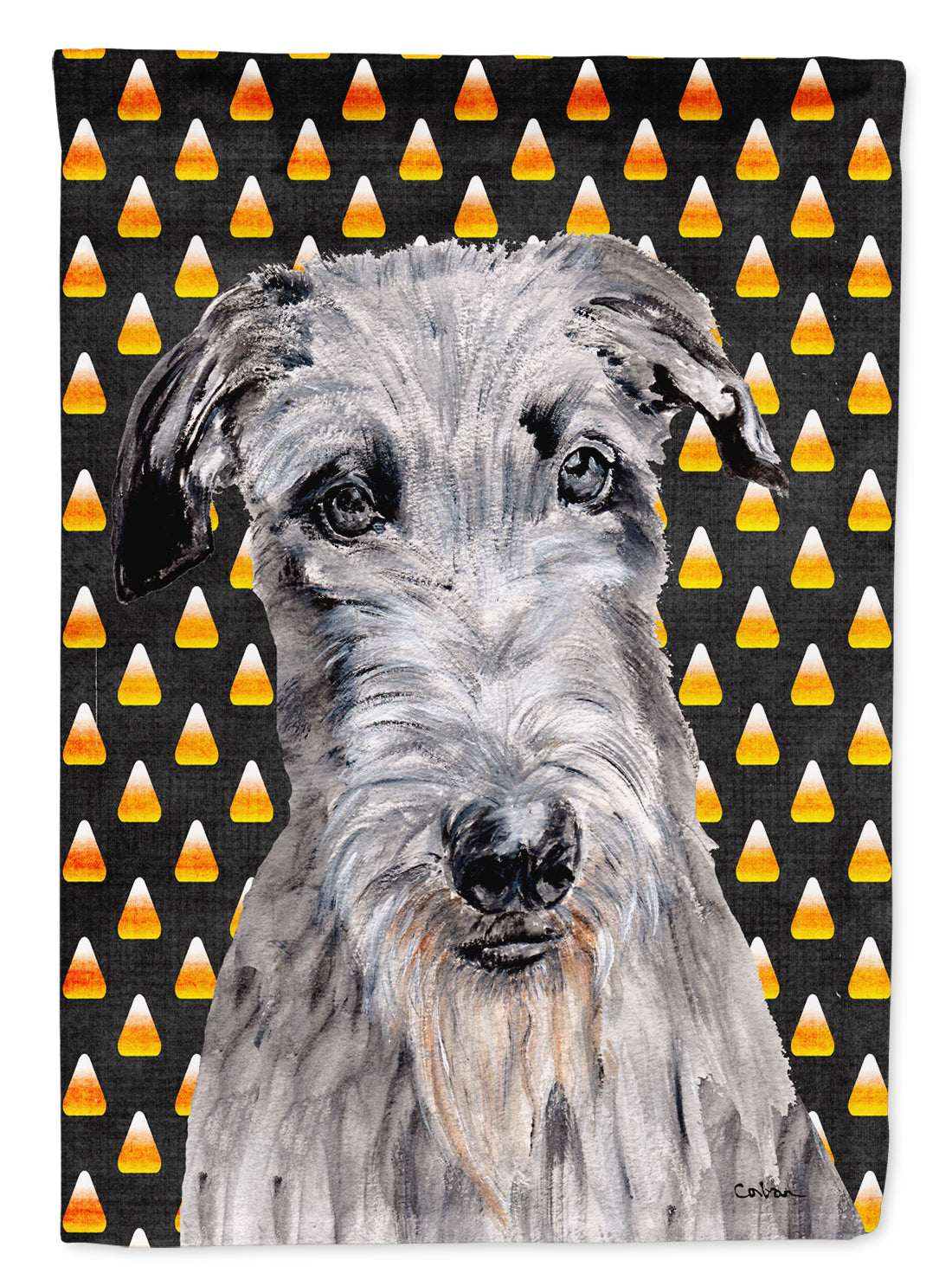 Scottish Deerhound Candy Corn Halloween Flag Canvas House Size SC9658CHF  the-store.com.