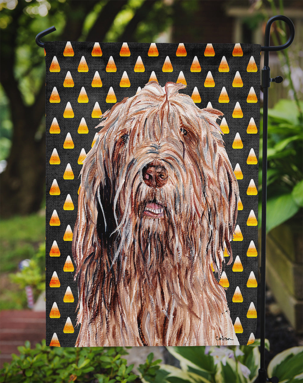 Otterhound Candy Corn Halloween Flag Garden Size SC9661GF  the-store.com.