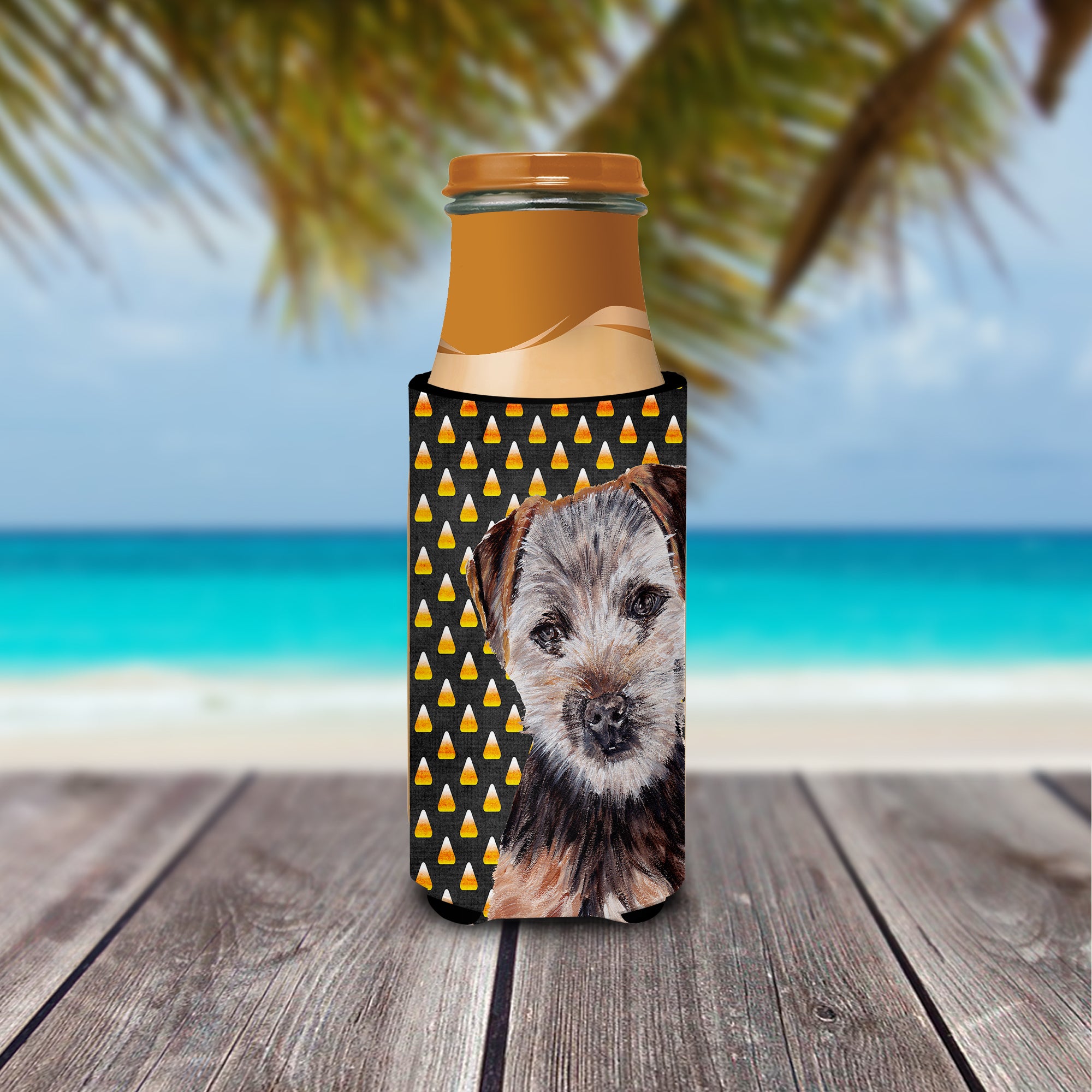 Norfolk Terrier Puppy Candy Corn Halloween Ultra Beverage Insulators for slim cans SC9663MUK.