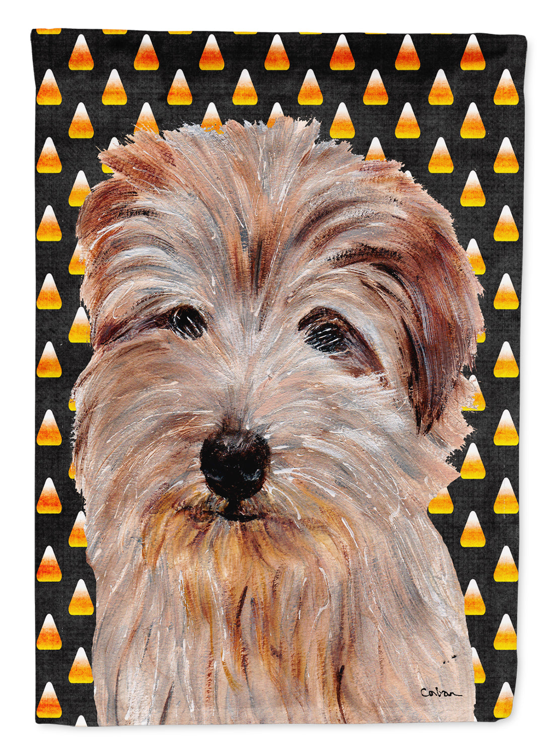 Norfolk Terrier Candy Corn Halloween Flag Garden Size SC9664GF  the-store.com.