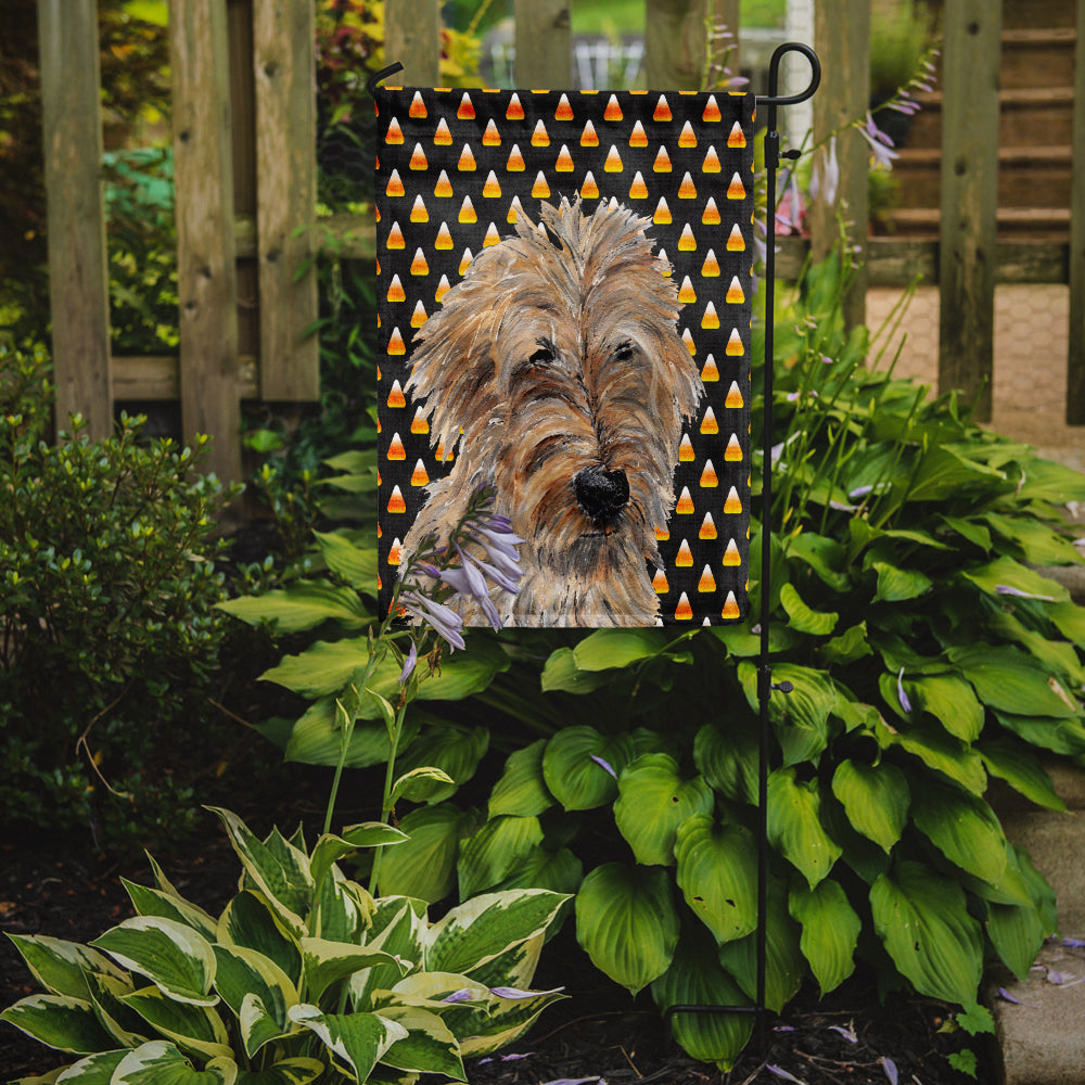 Golden Doodle 2 Candy Corn Halloween Flag Garden Size SC9667GF  the-store.com.