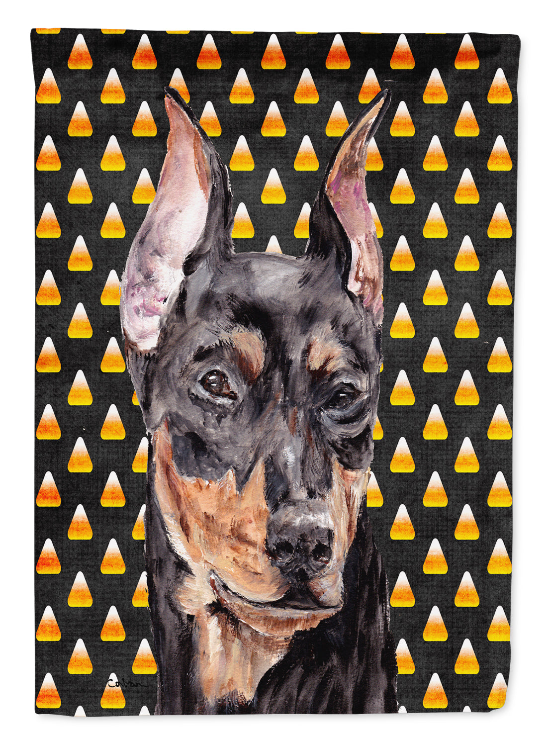 German Pinscher Candy Corn Halloween Flag Canvas House Size SC9668CHF  the-store.com.