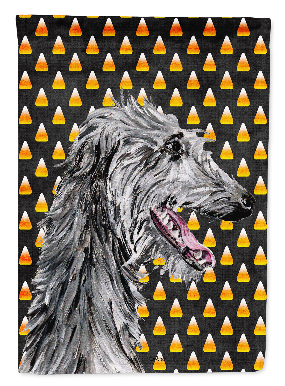 Scottish Deerhound Candy Corn Halloween Flag Canvas House Size SC9669CHF  the-store.com.