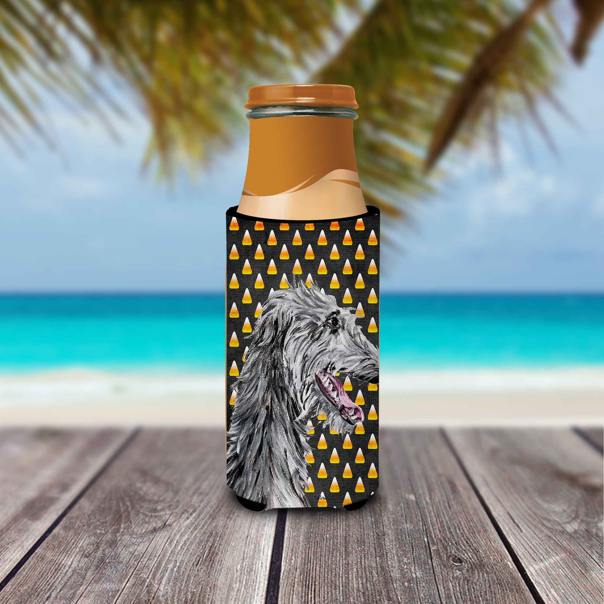 Scottish Deerhound Candy Corn Halloween Ultra Beverage Insulators for slim cans SC9669MUK.