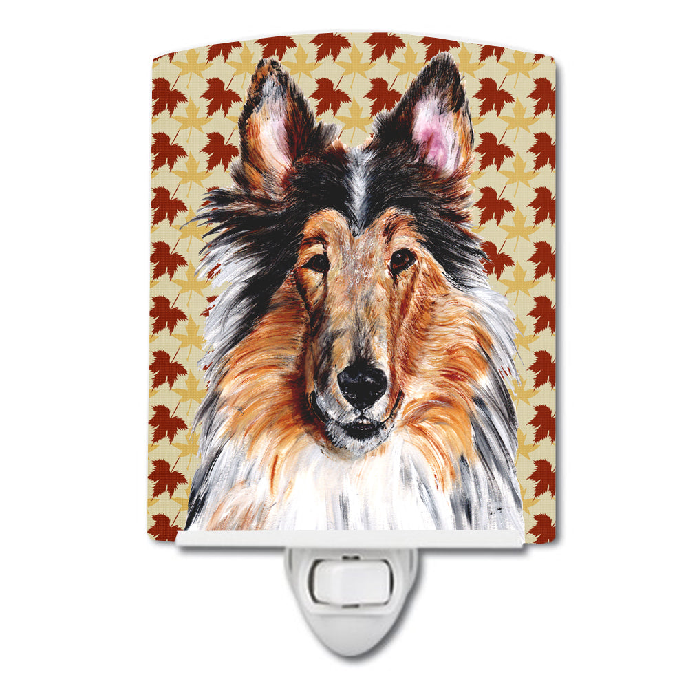 Collie Fall Leaves Ceramic Night Light SC9670CNL - the-store.com