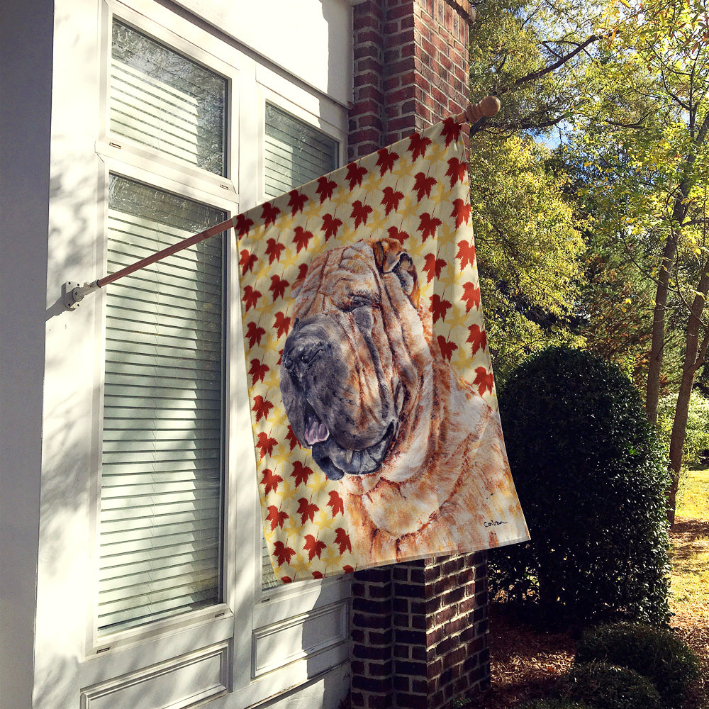 Shar Pei Fall Leaves Flag Canvas House Size SC9671CHF  the-store.com.