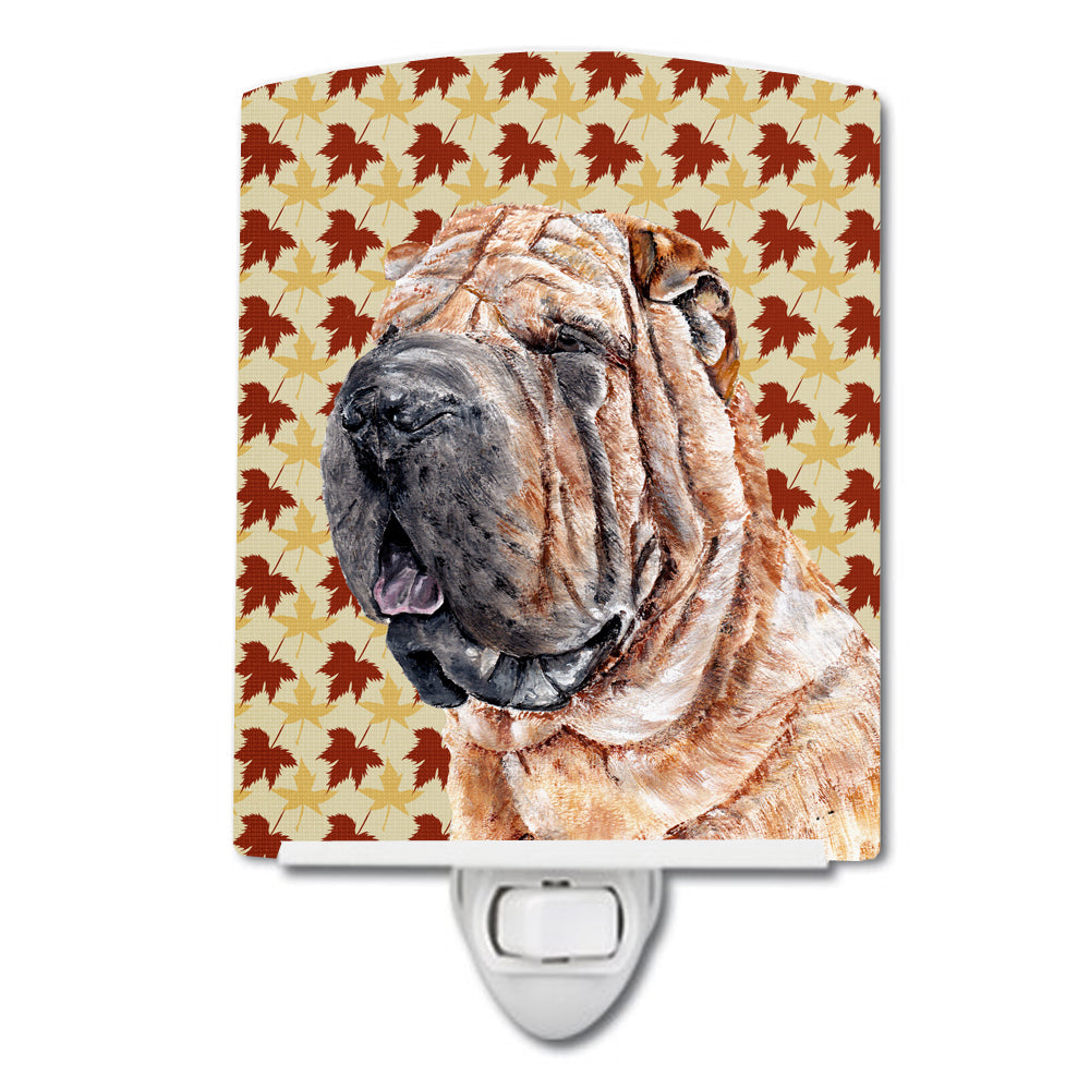 Shar Pei Fall Leaves Ceramic Night Light SC9671CNL - the-store.com