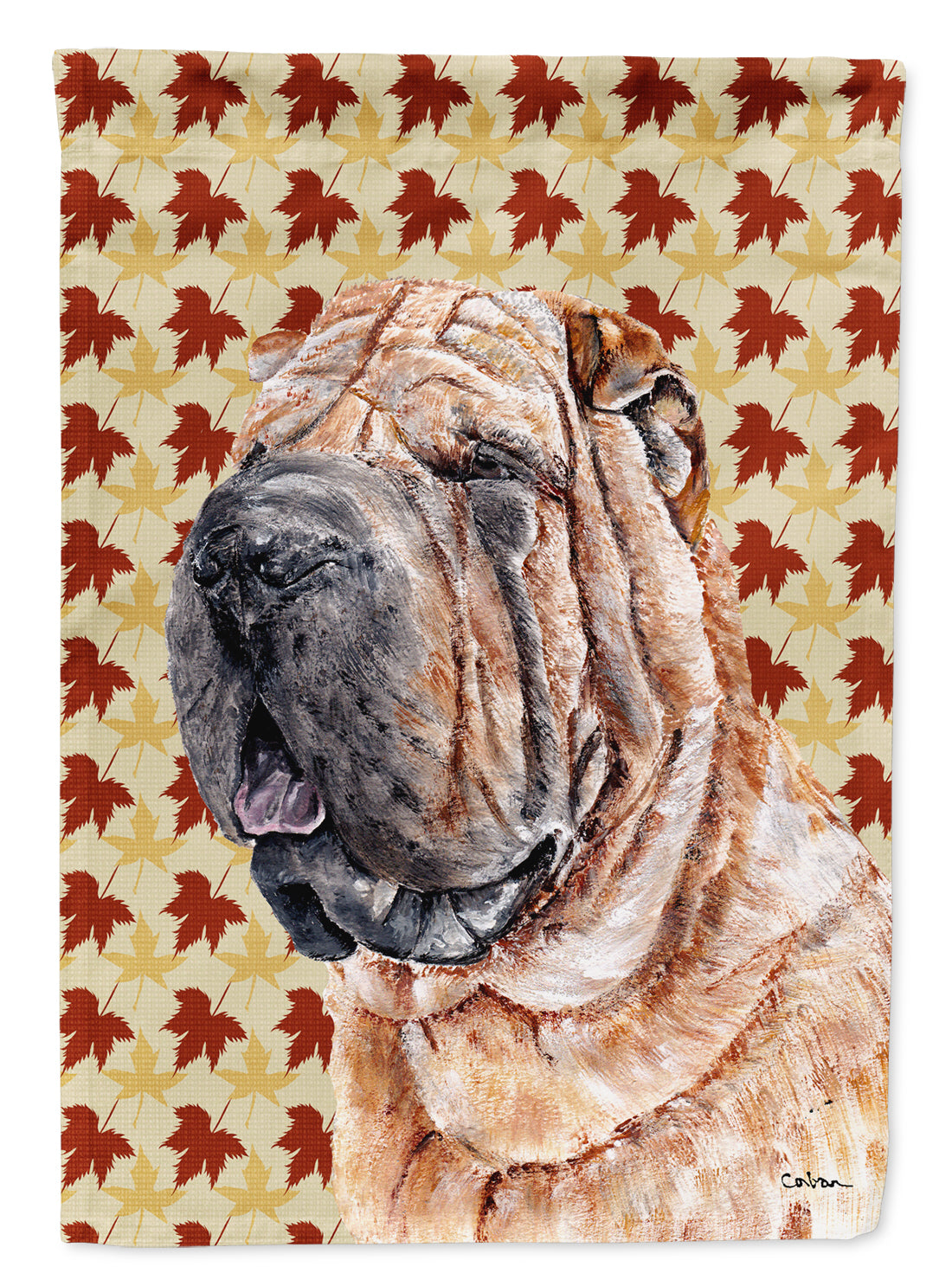 Shar Pei Fall Leaves Flag Garden Size SC9671GF  the-store.com.