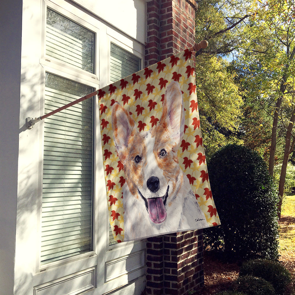 Cardigan Corgi Fall Leaves Flag Canvas House Size SC9672CHF  the-store.com.