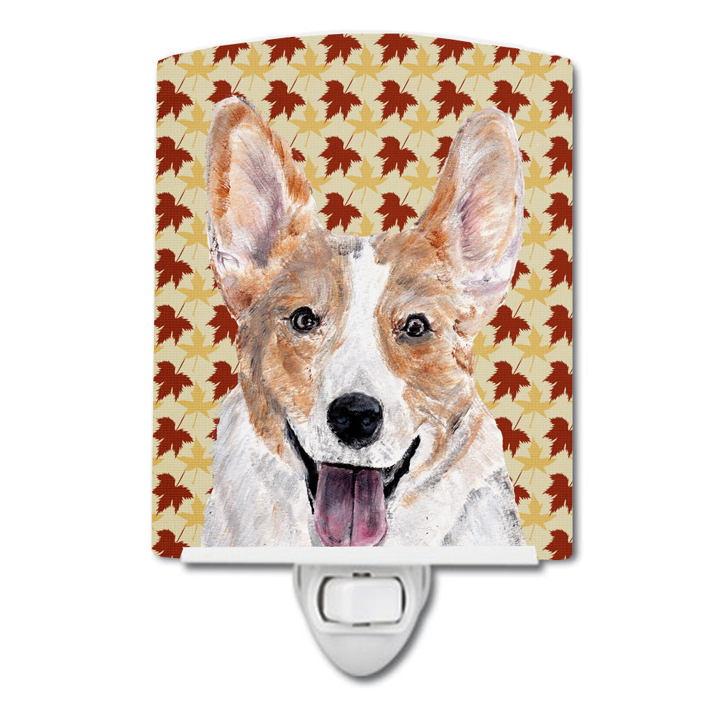 Cardigan Corgi Fall Leaves Ceramic Night Light SC9672CNL - the-store.com