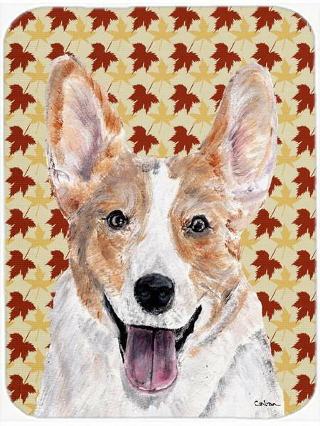 Cardigan Corgi Fall Leaves Glass Cutting Board Large Size SC9672LCB by Caroline's Treasures