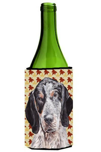 Blue Tick Coonhound Fall Leaves Wine Bottle Beverage Insulator Hugger SC9673LITERK by Caroline's Treasures