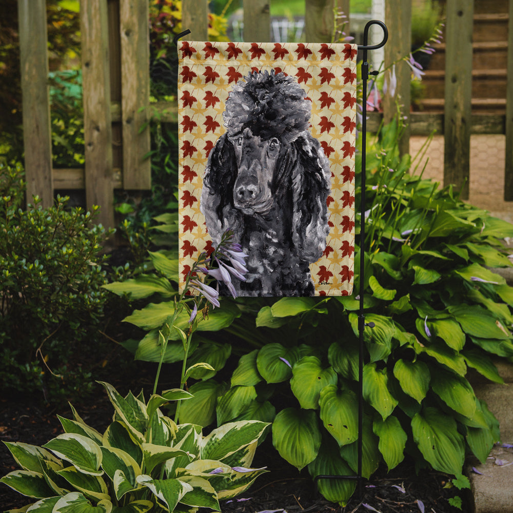 Black Standard Poodle Fall Leaves Flag Garden Size SC9674GF  the-store.com.