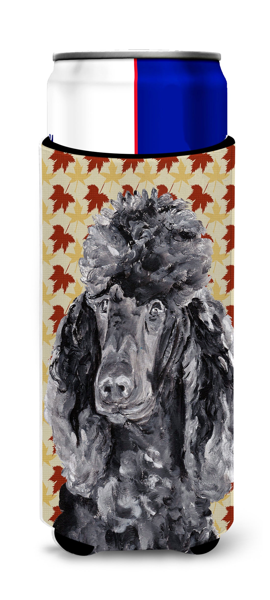 Black Standard Poodle Fall Leaves Ultra Beverage Insulators for slim cans SC9674MUK.