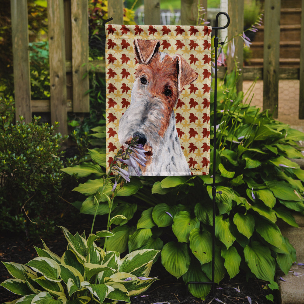 Wire Fox Terrier Fall Leaves Flag Garden Size SC9676GF  the-store.com.