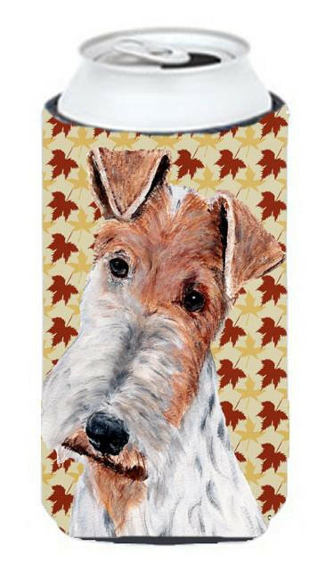 Wire Fox Terrier Fall Leaves Tall Boy Beverage Insulator Hugger SC9676TBC by Caroline&#39;s Treasures