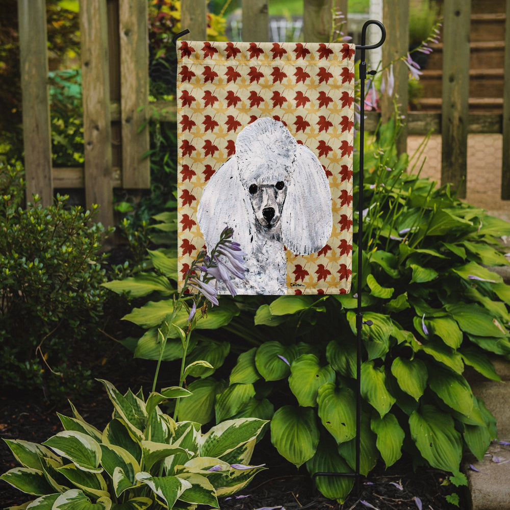 White Toy Poodle Fall Leaves Flag Garden Size SC9677GF  the-store.com.