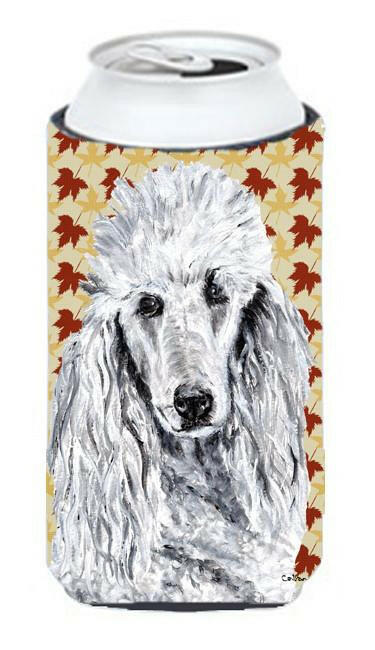 White Standard Poodle Fall Leaves Tall Boy Beverage Insulator Hugger SC9679TBC by Caroline's Treasures