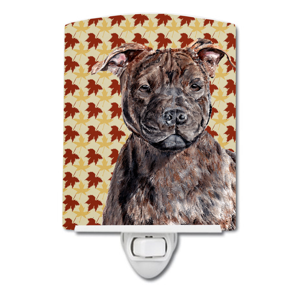 Staffordshire Bull Terrier Staffie Fall Leaves Ceramic Night Light SC9681CNL - the-store.com