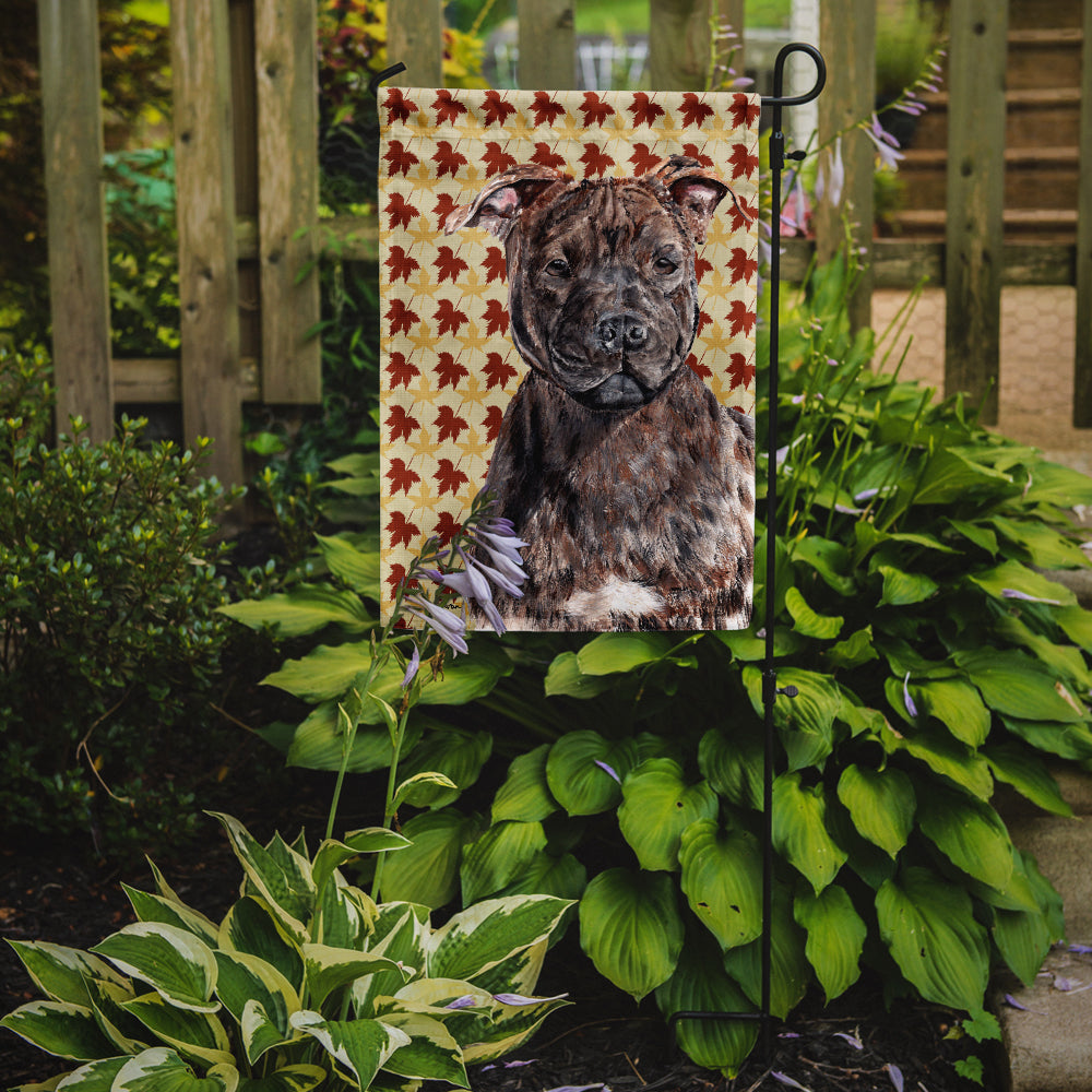 Staffordshire Bull Terrier Staffie Fall Leaves Flag Garden Size SC9681GF  the-store.com.