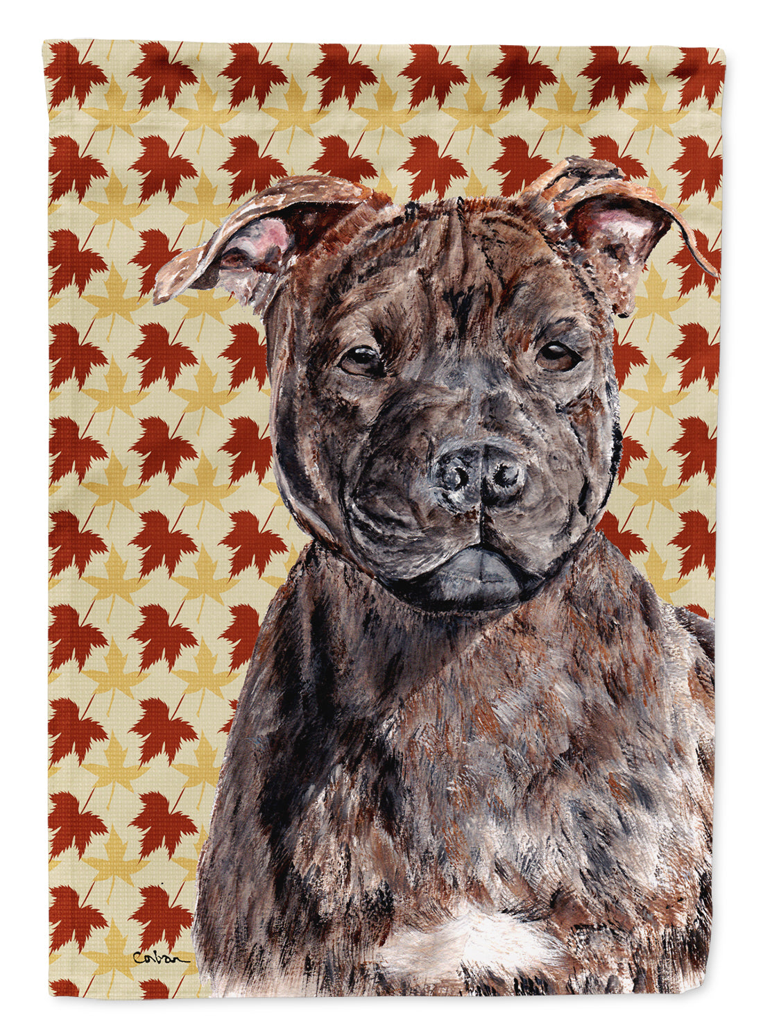 Staffordshire Bull Terrier Staffie Fall Leaves Flag Garden Size SC9681GF  the-store.com.