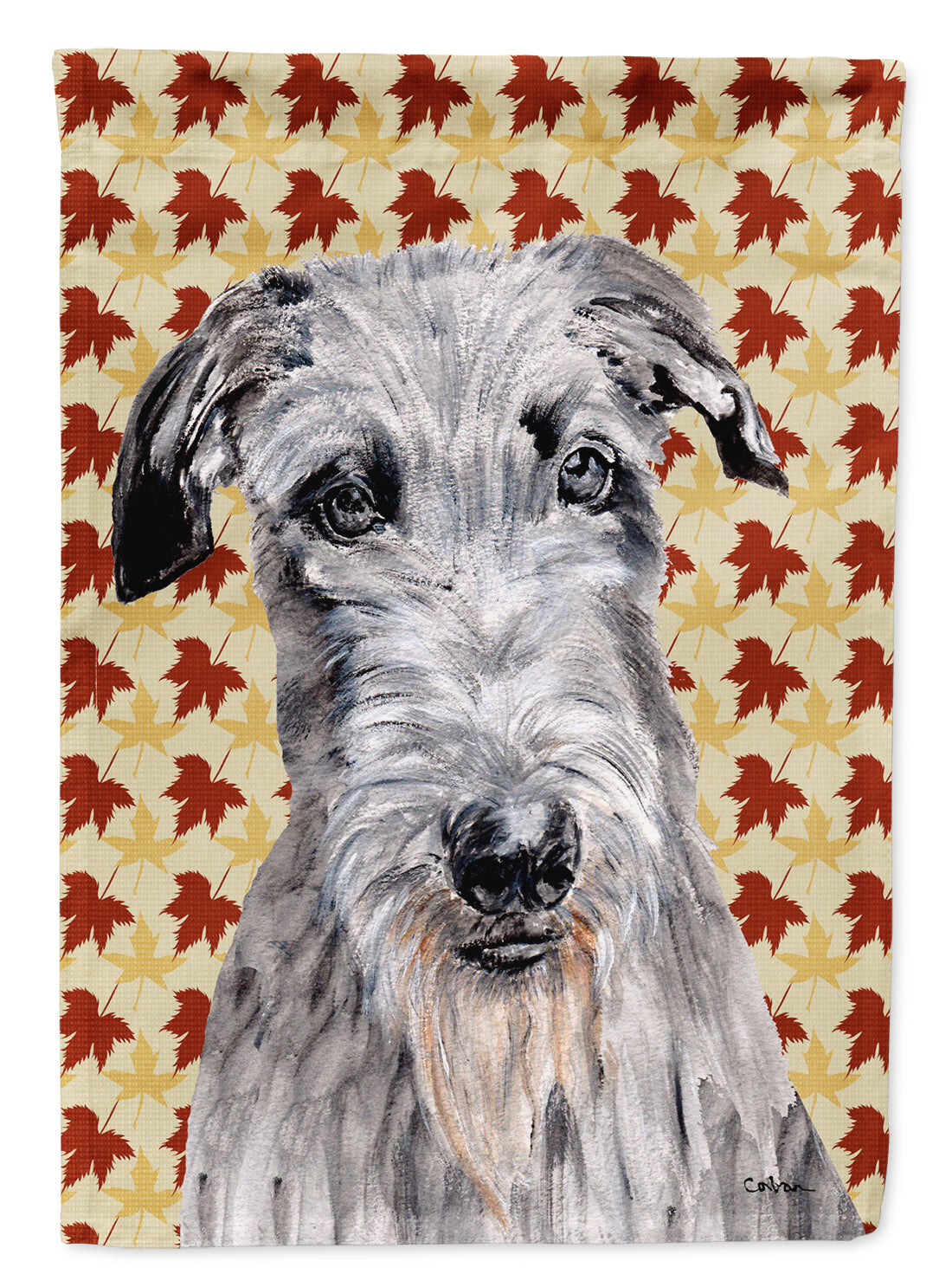 Scottish Deerhound Fall Leaves Flag Canvas House Size SC9682CHF  the-store.com.