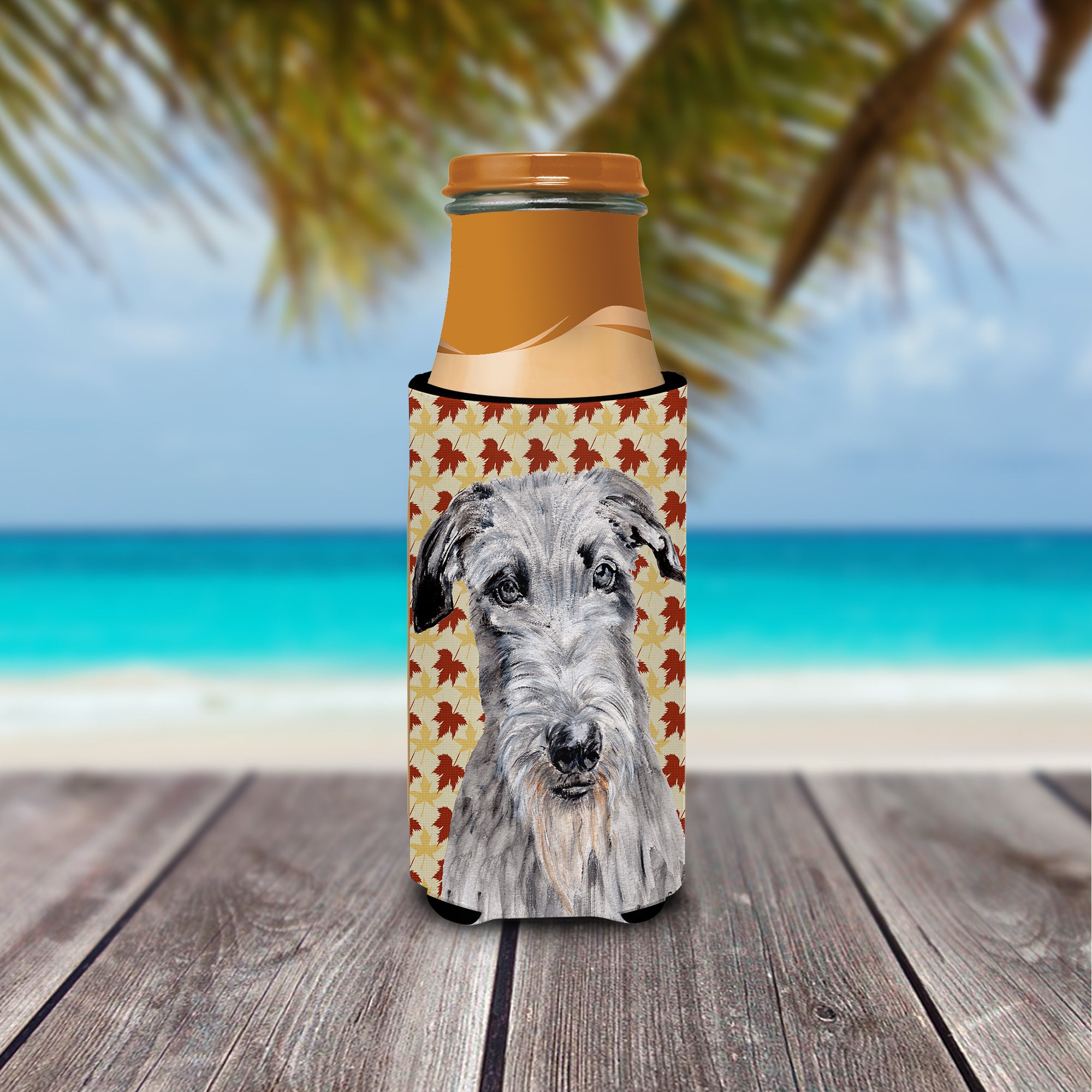 Scottish Deerhound Fall Leaves Ultra Beverage Insulators for slim cans SC9682MUK.