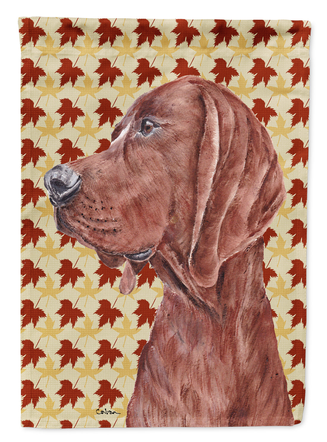 Redbone Coonhound Fall Leaves Flag Garden Size SC9683GF  the-store.com.