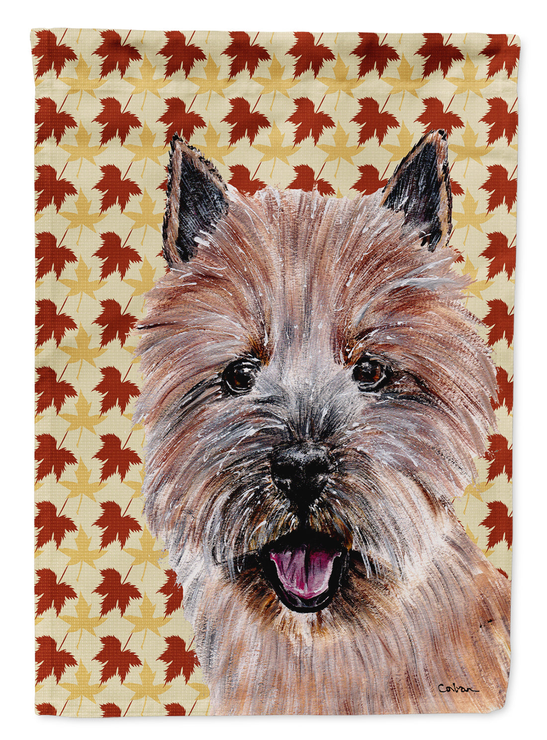 Norwich Terrier Fall Leaves Flag Canvas House Size SC9686CHF  the-store.com.