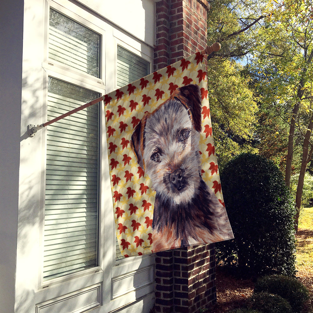 Norfolk Terrier Puppy Fall Leaves Flag Canvas House Size SC9687CHF  the-store.com.