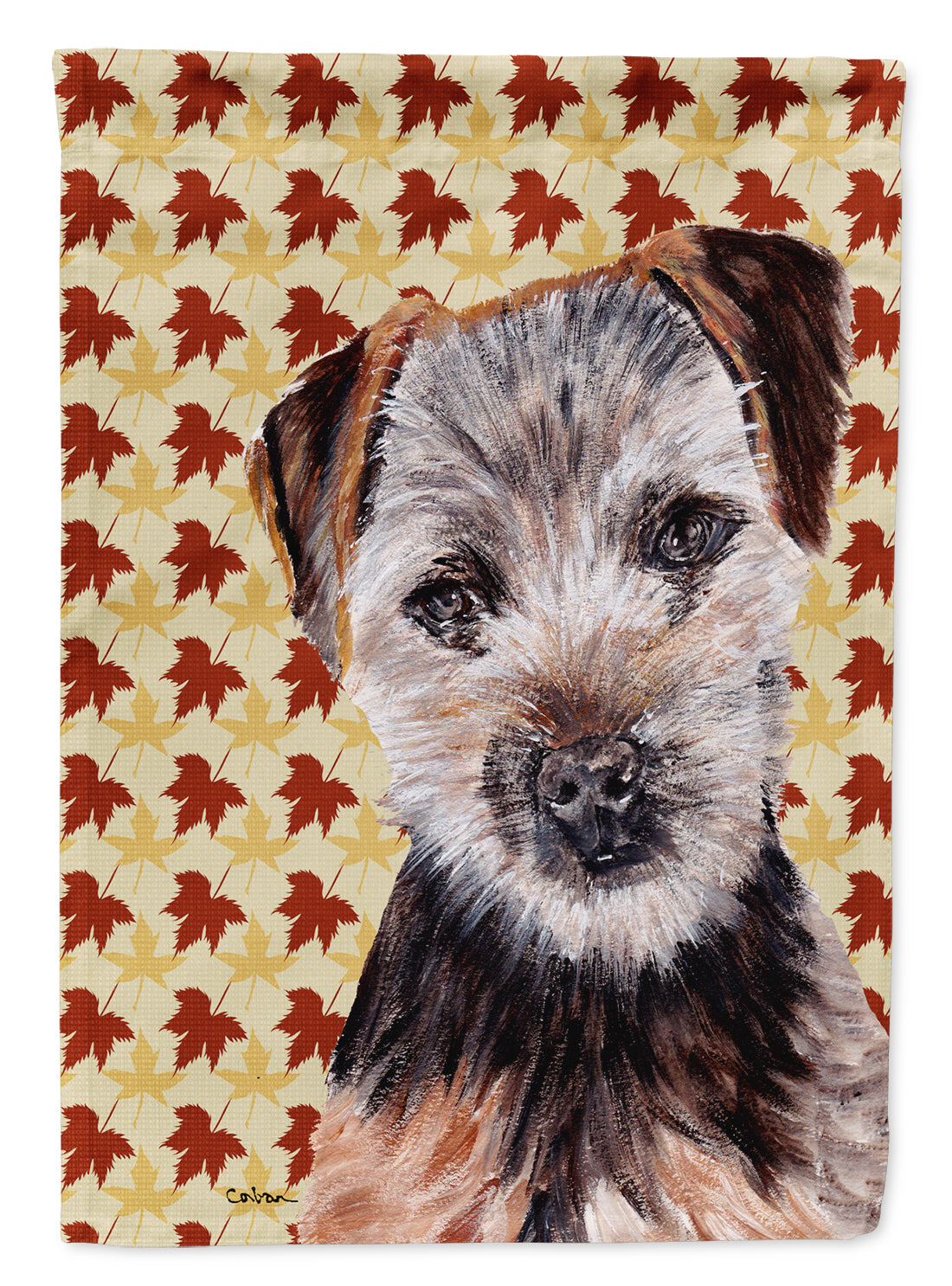 Norfolk Terrier Puppy Fall Leaves Flag Canvas House Size SC9687CHF  the-store.com.