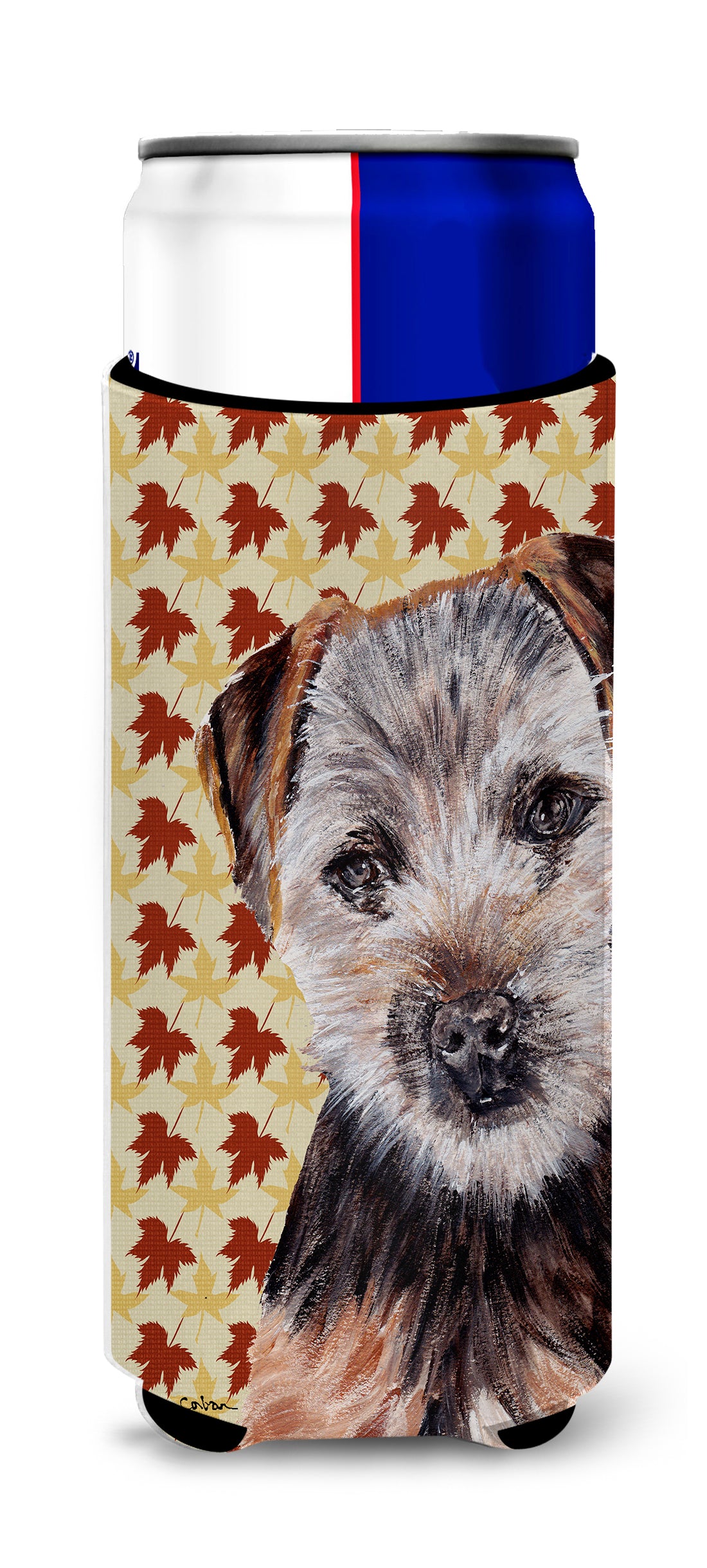 Norfolk Terrier Puppy Fall Leaves Ultra Beverage Insulators for slim cans SC9687MUK.