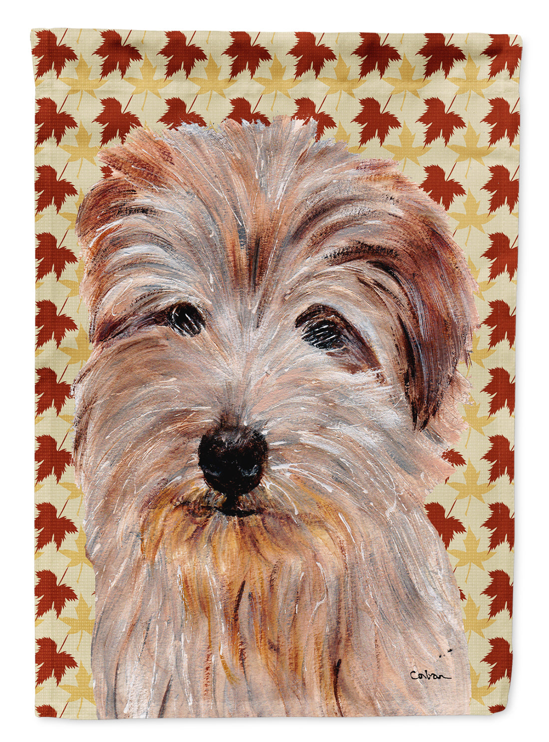 Norfolk Terrier Fall Leaves Flag Canvas House Size SC9688CHF  the-store.com.