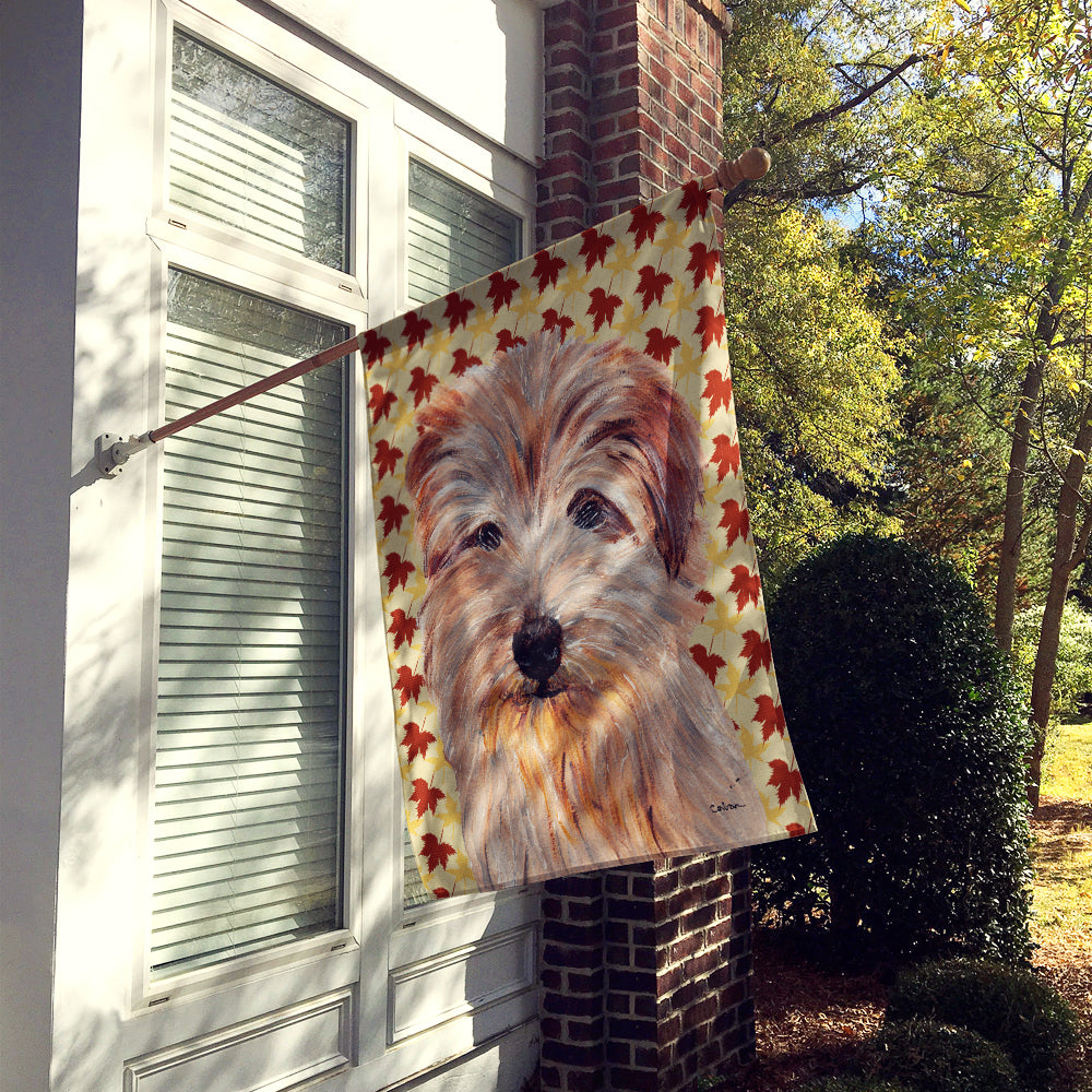 Norfolk Terrier Fall Leaves Flag Canvas House Size SC9688CHF  the-store.com.