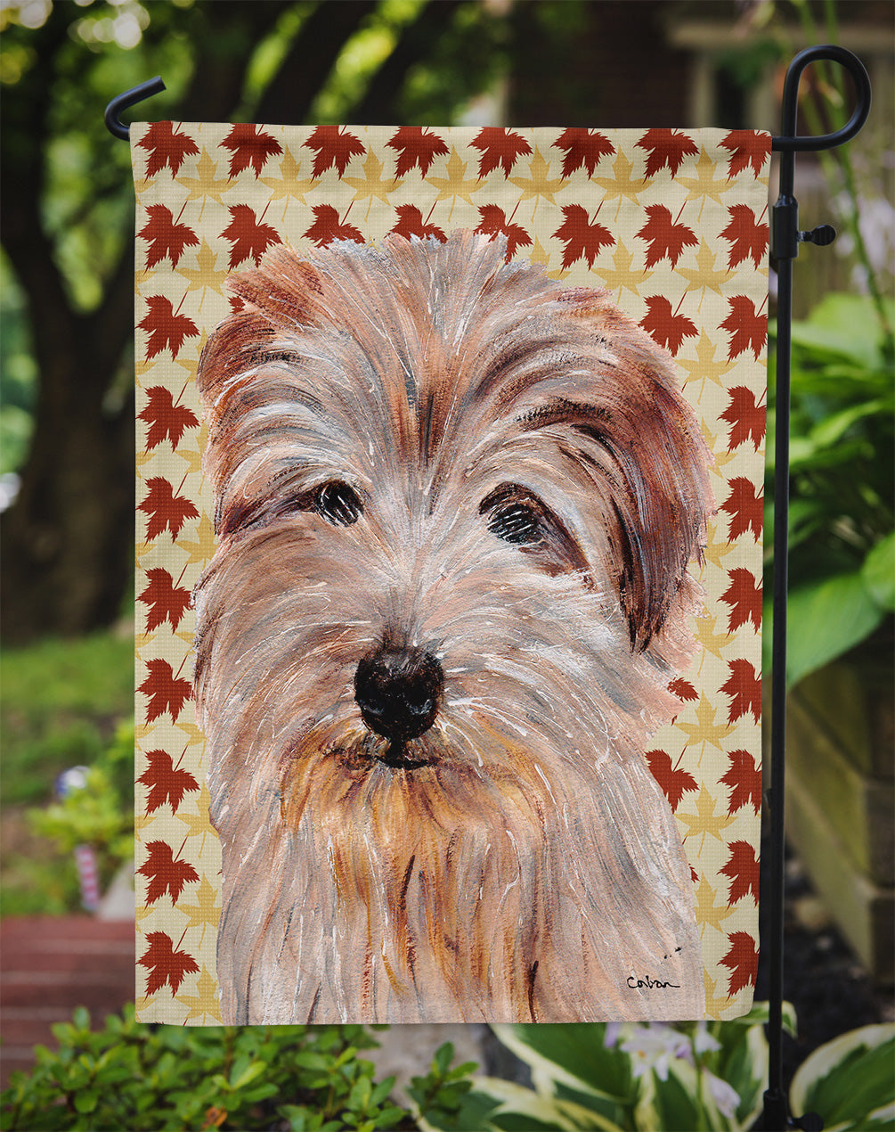 Norfolk Terrier Fall Leaves Flag Garden Size SC9688GF  the-store.com.