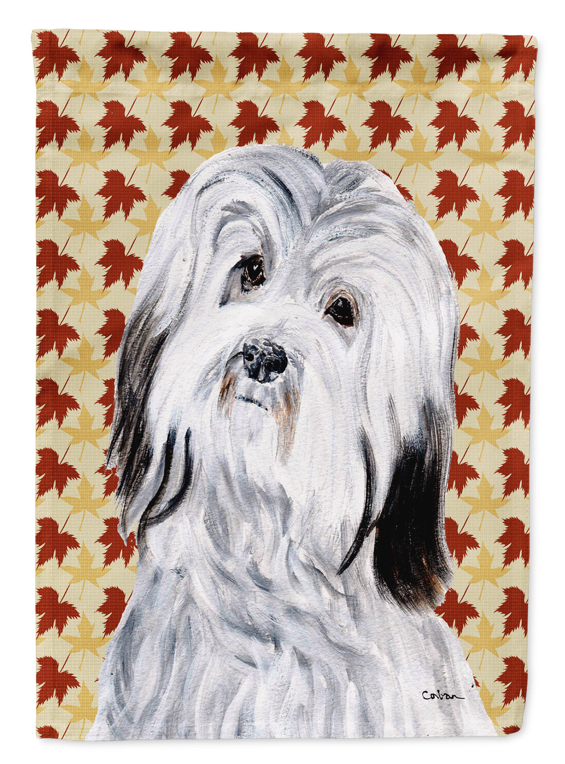 Havanese Fall Leaves Flag Canvas House Size SC9689CHF  the-store.com.