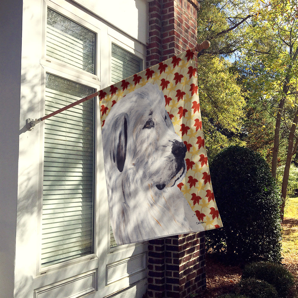 Great Pyrenees Fall Leaves Flag Canvas House Size SC9690CHF  the-store.com.