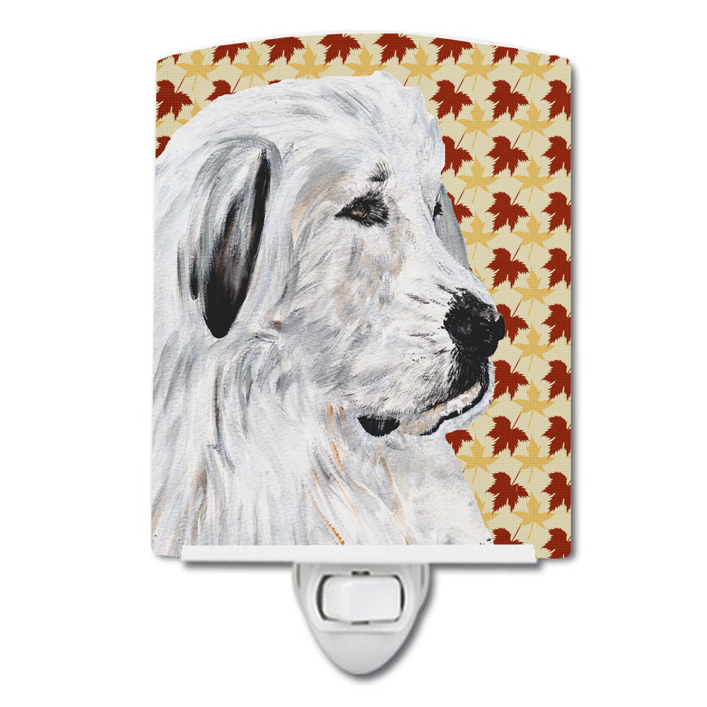 Great Pyrenees Fall Leaves Ceramic Night Light SC9690CNL - the-store.com