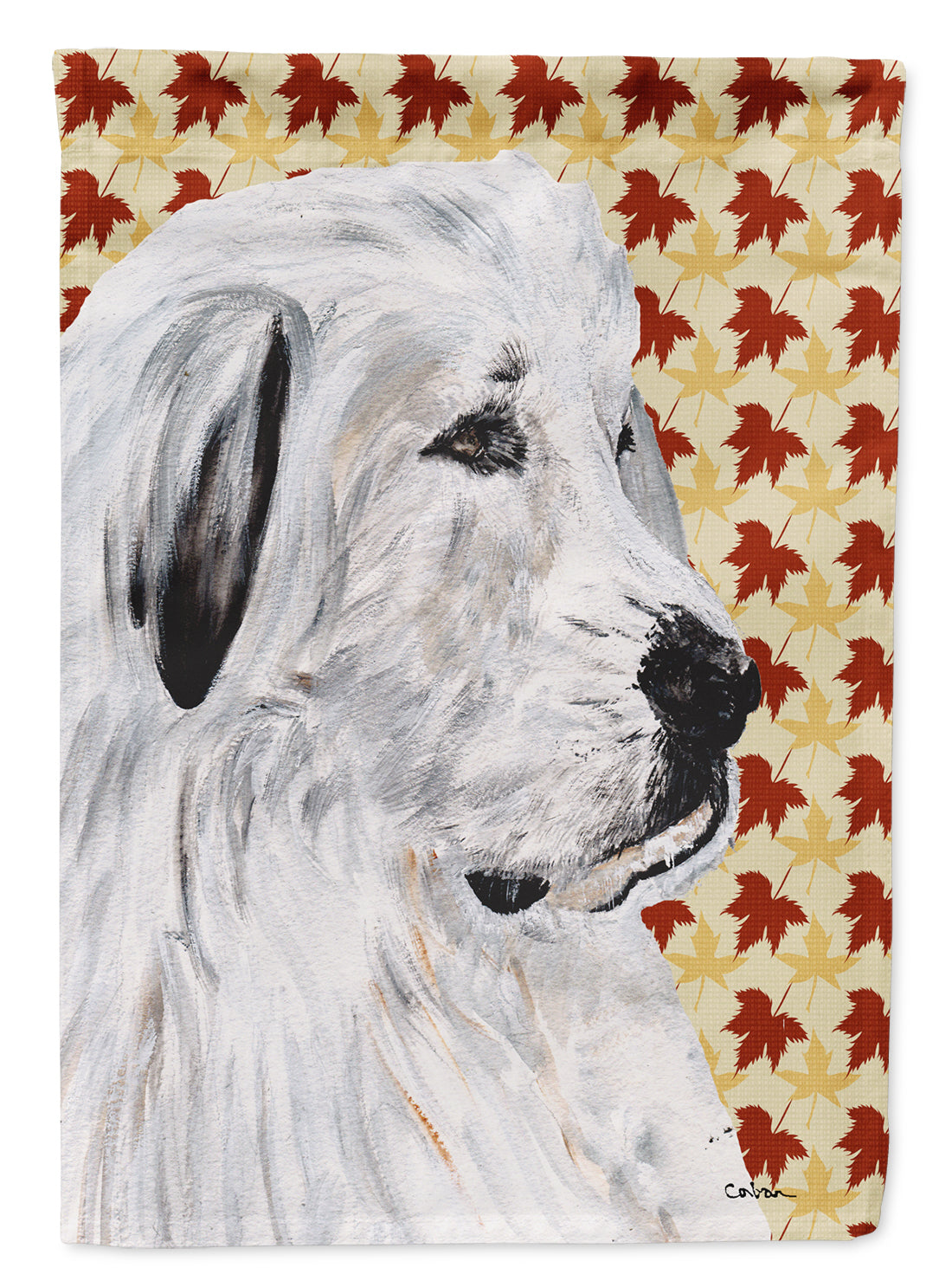 Great Pyrenees Fall Leaves Flag Garden Size SC9690GF  the-store.com.