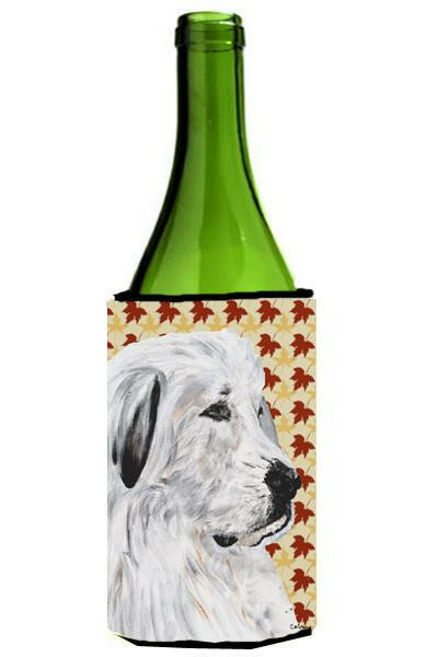 Great Pyrenees Fall Leaves Wine Bottle Beverage Insulator Hugger SC9690LITERK by Caroline's Treasures