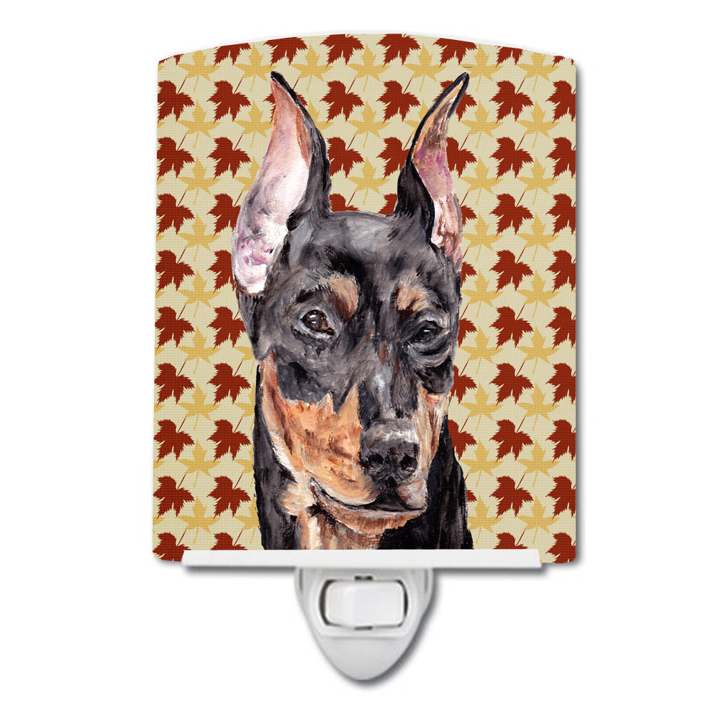 German Pinscher Fall Leaves Ceramic Night Light SC9692CNL - the-store.com