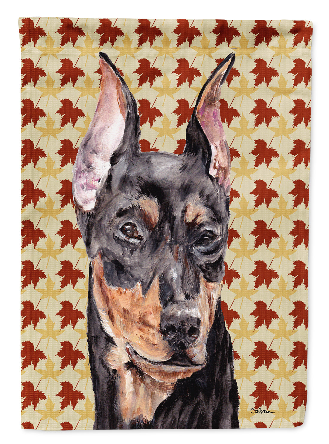 German Pinscher Fall Leaves Flag Garden Size SC9692GF  the-store.com.