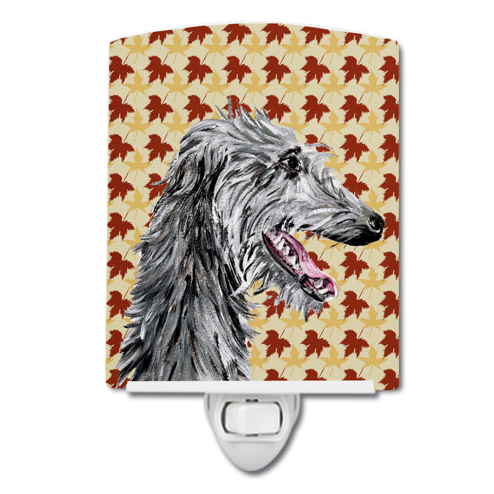 Scottish Deerhound Fall Leaves Ceramic Night Light SC9693CNL - the-store.com