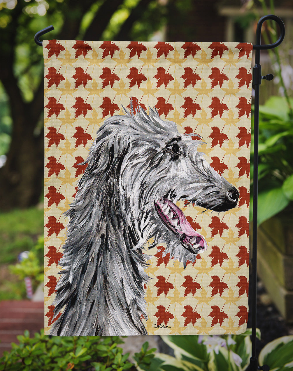 Scottish Deerhound Fall Leaves Flag Garden Size SC9693GF  the-store.com.