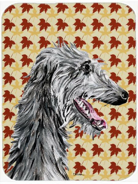 Scottish Deerhound Fall Leaves Glass Cutting Board Large Size SC9693LCB by Caroline's Treasures