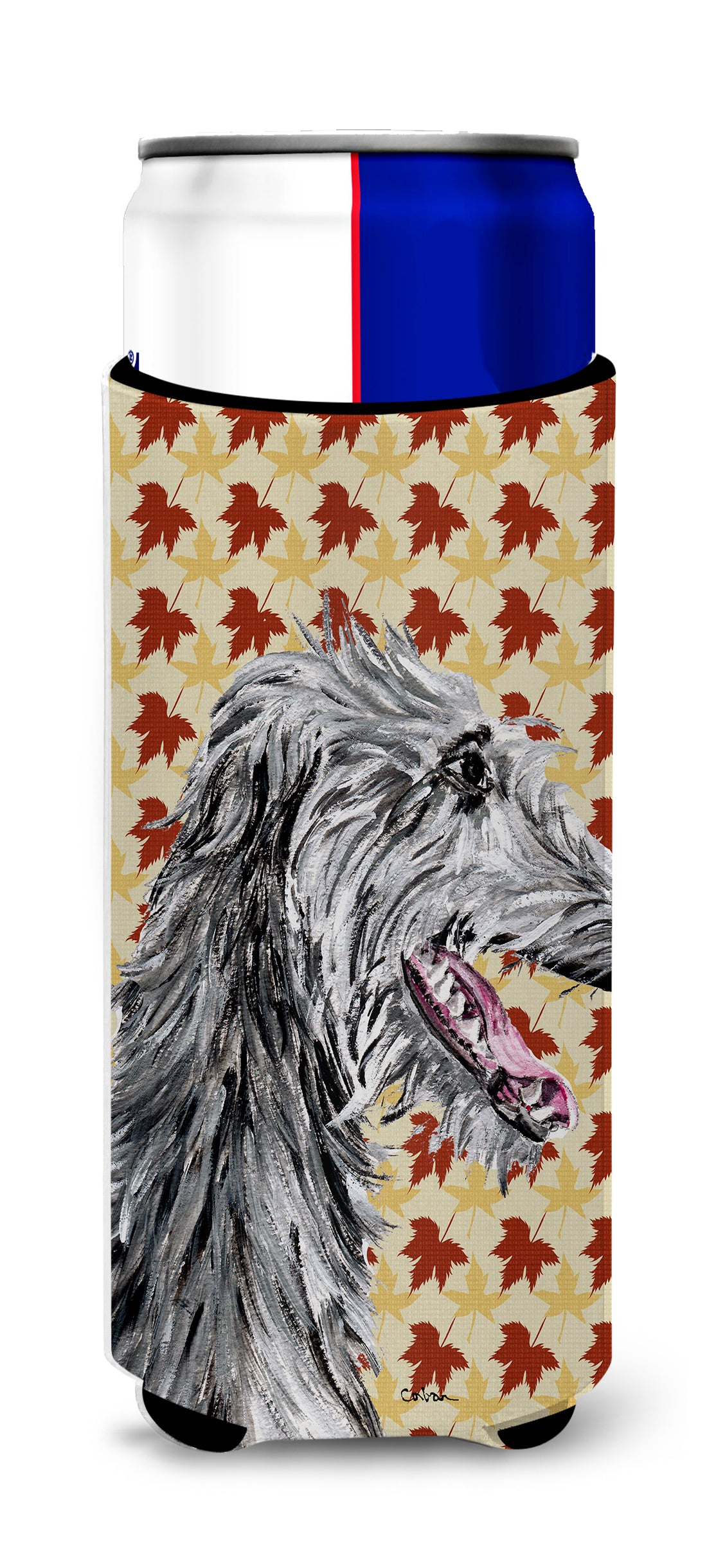 Scottish Deerhound Fall Leaves Ultra Beverage Insulators for slim cans SC9693MUK.