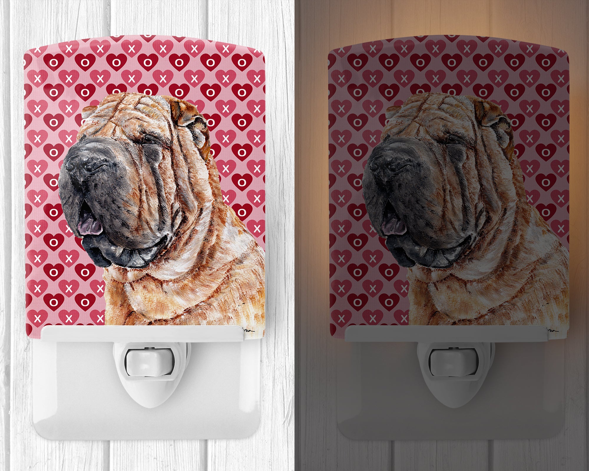 Shar Pei Hearts and Love Ceramic Night Light SC9695CNL - the-store.com