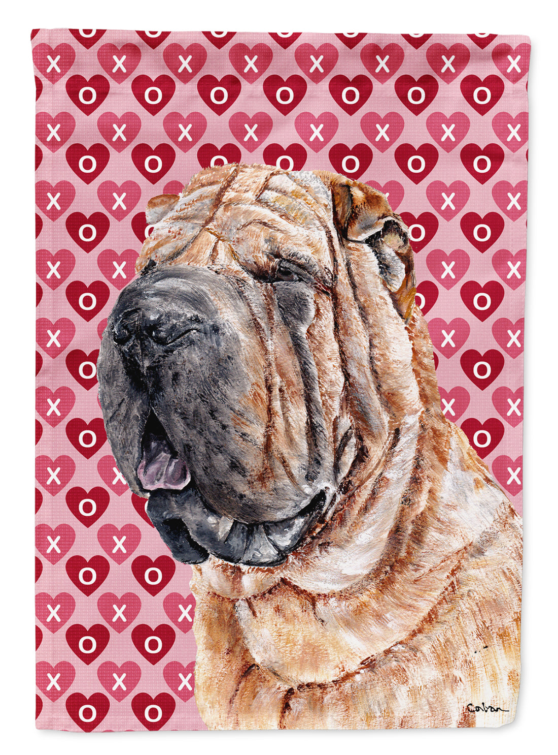 Shar Pei Hearts and Love Flag Garden Size SC9695GF  the-store.com.