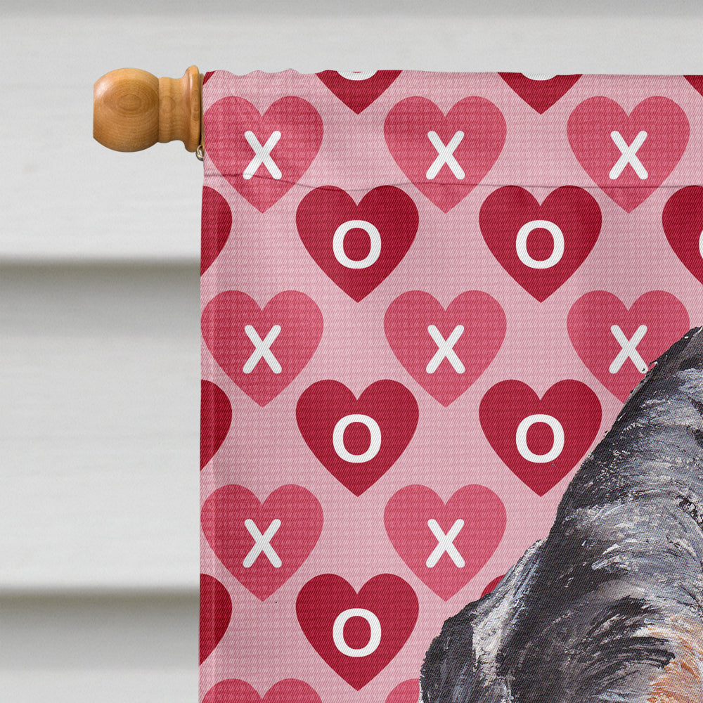 Blue Tick Coonhound Hearts and Love Flag Canvas House Size SC9697CHF  the-store.com.