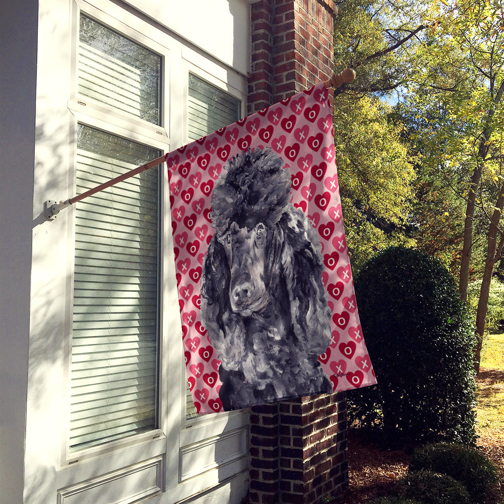 Black Standard Poodle Hearts and Love Flag Canvas House Size SC9698CHF  the-store.com.